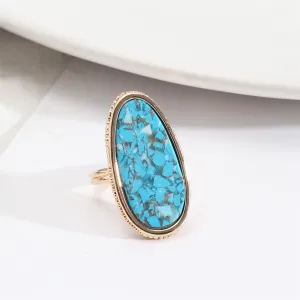Turquoise & 18K Gold-Plated Drop Ring
