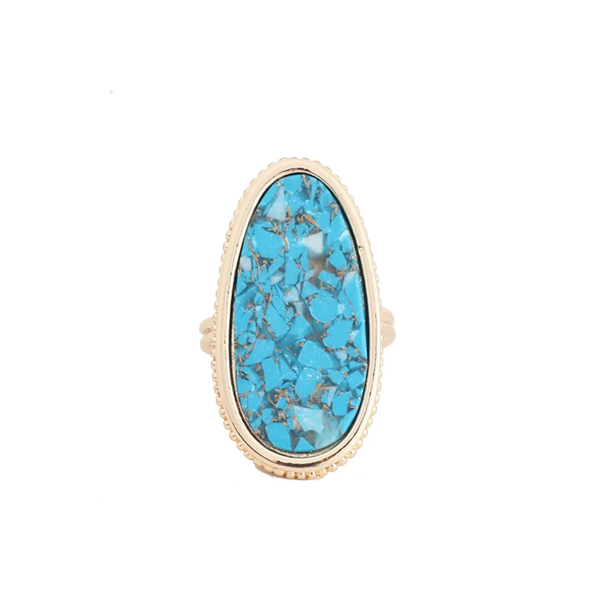 Turquoise & 18K Gold-Plated Drop Ring