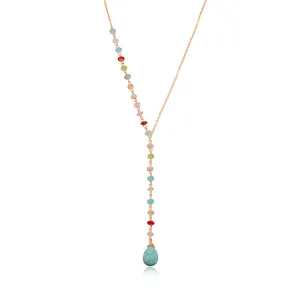 Turquoise & Multicolor Acrylic 18K Gold-Plated Bead Drop Necklace