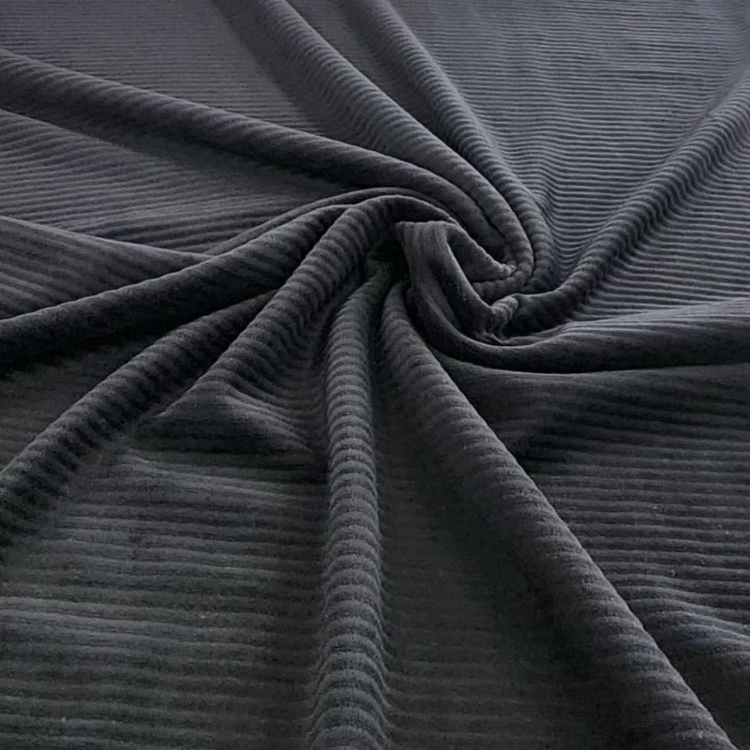 Velvet Stripe Fabric 150 cm Black