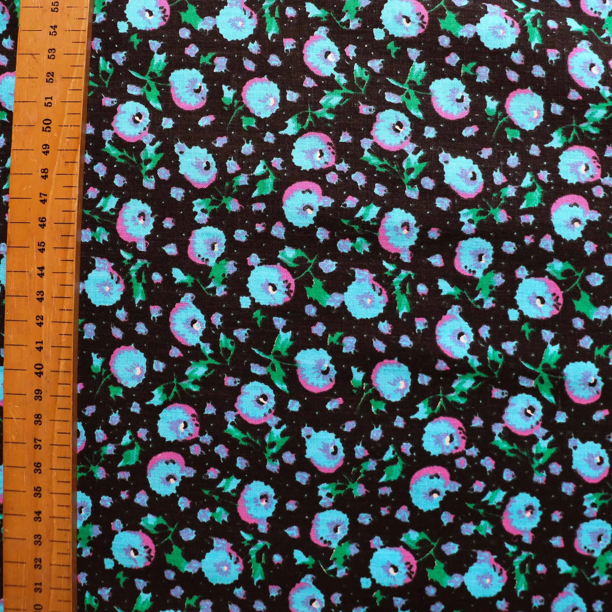 Vintage 100% Cotton Fabric - Black