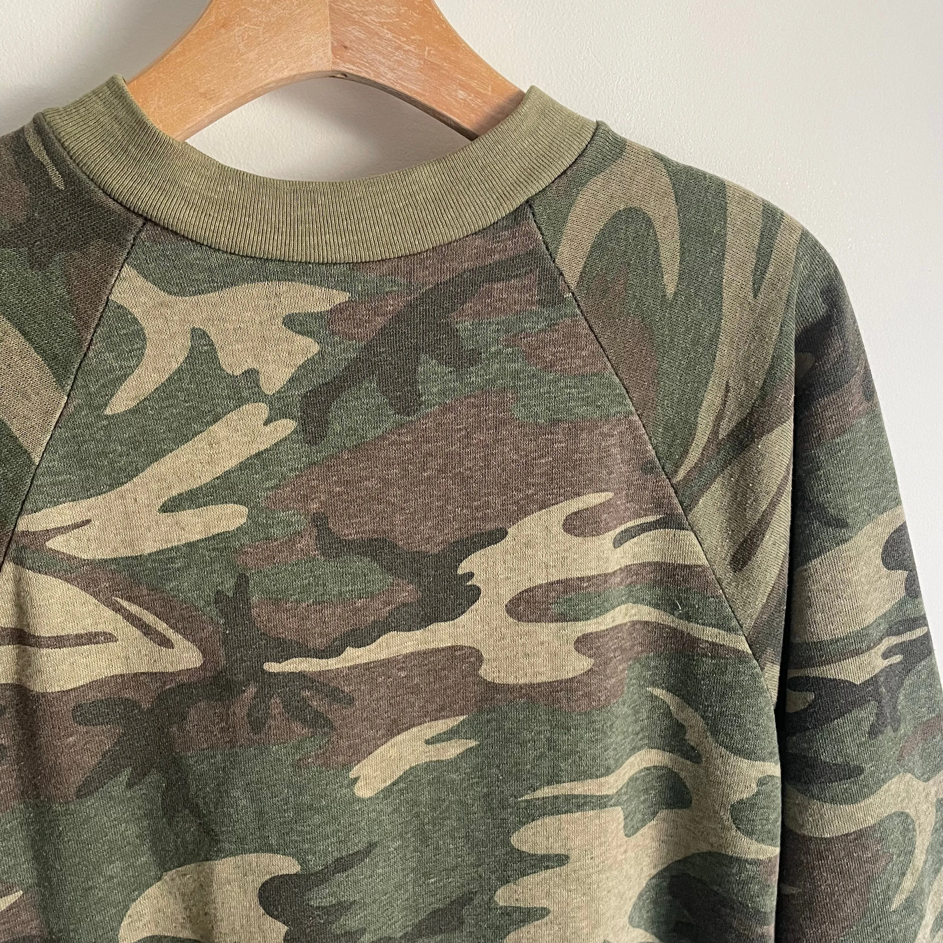Vintage 70s/80s Healthknit Camo Raglan Pulliver / Size Medium