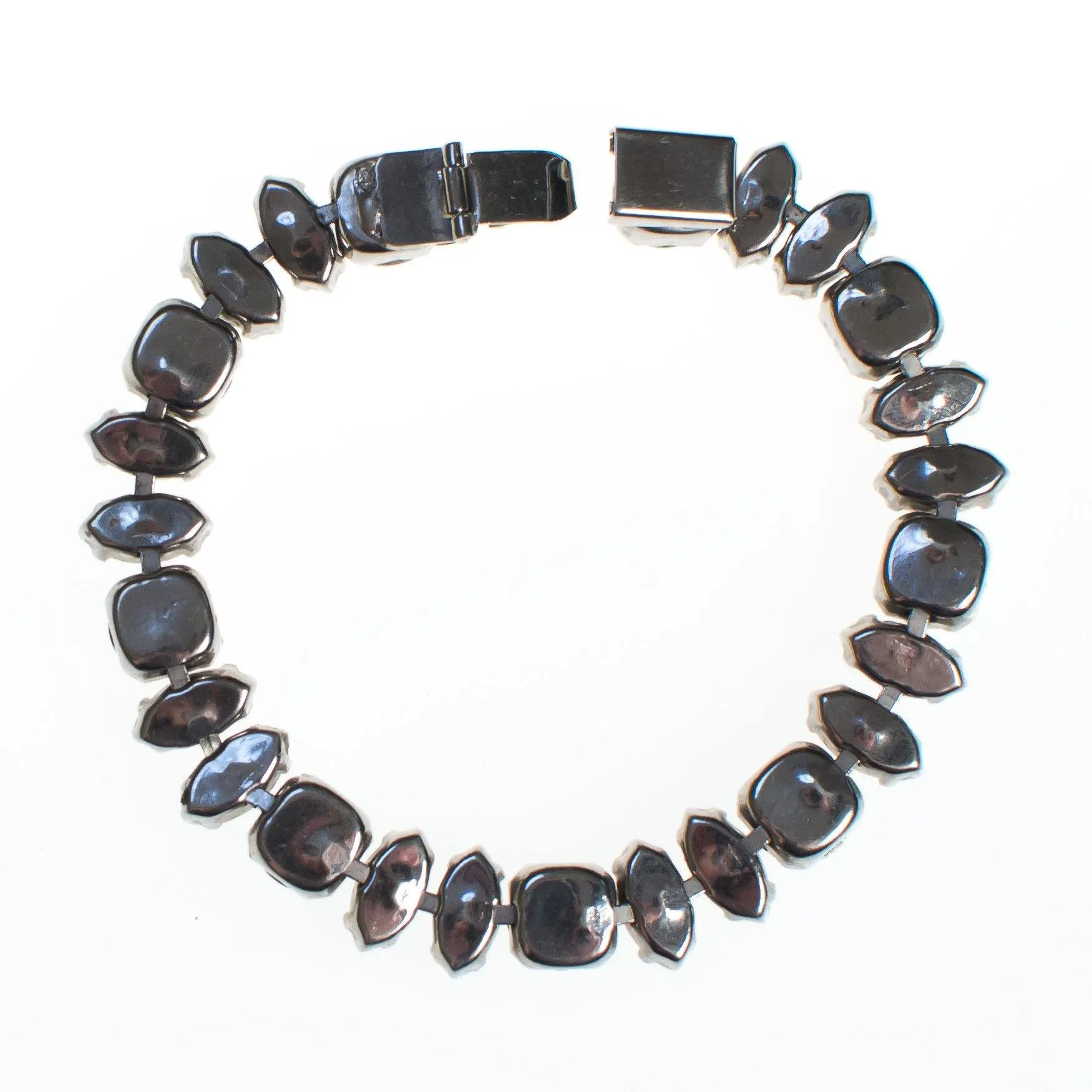 Vintage Art Deco Clear Diamond Look Rhinestone Line Style Bracelet Set In Silver Tone