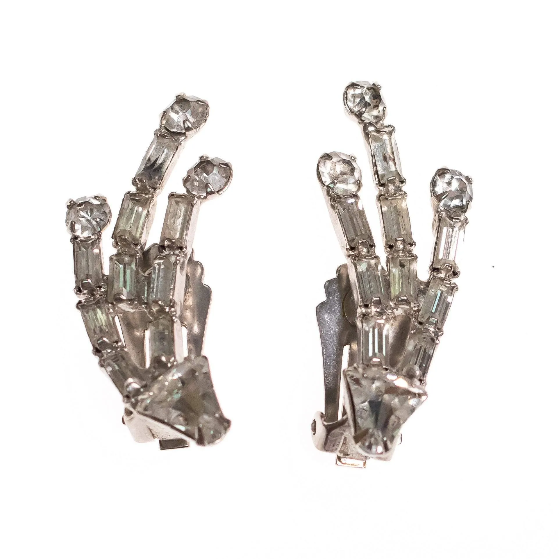 Vintage Art Deco Era Diamante Spray Style Firework Earrings