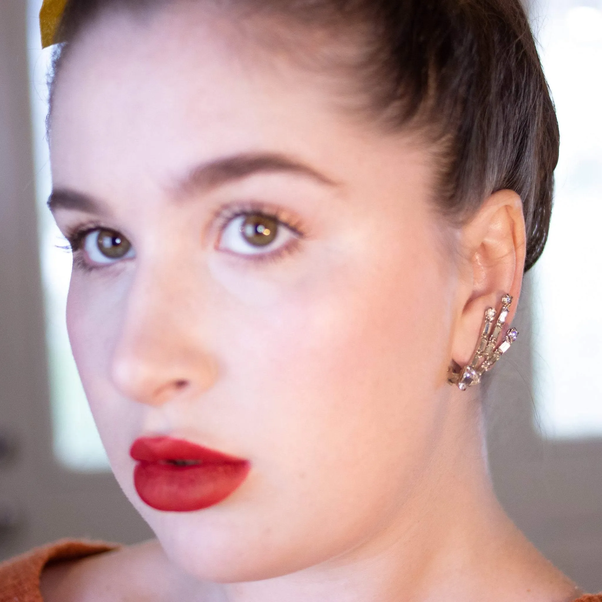 Vintage Art Deco Era Diamante Spray Style Firework Earrings