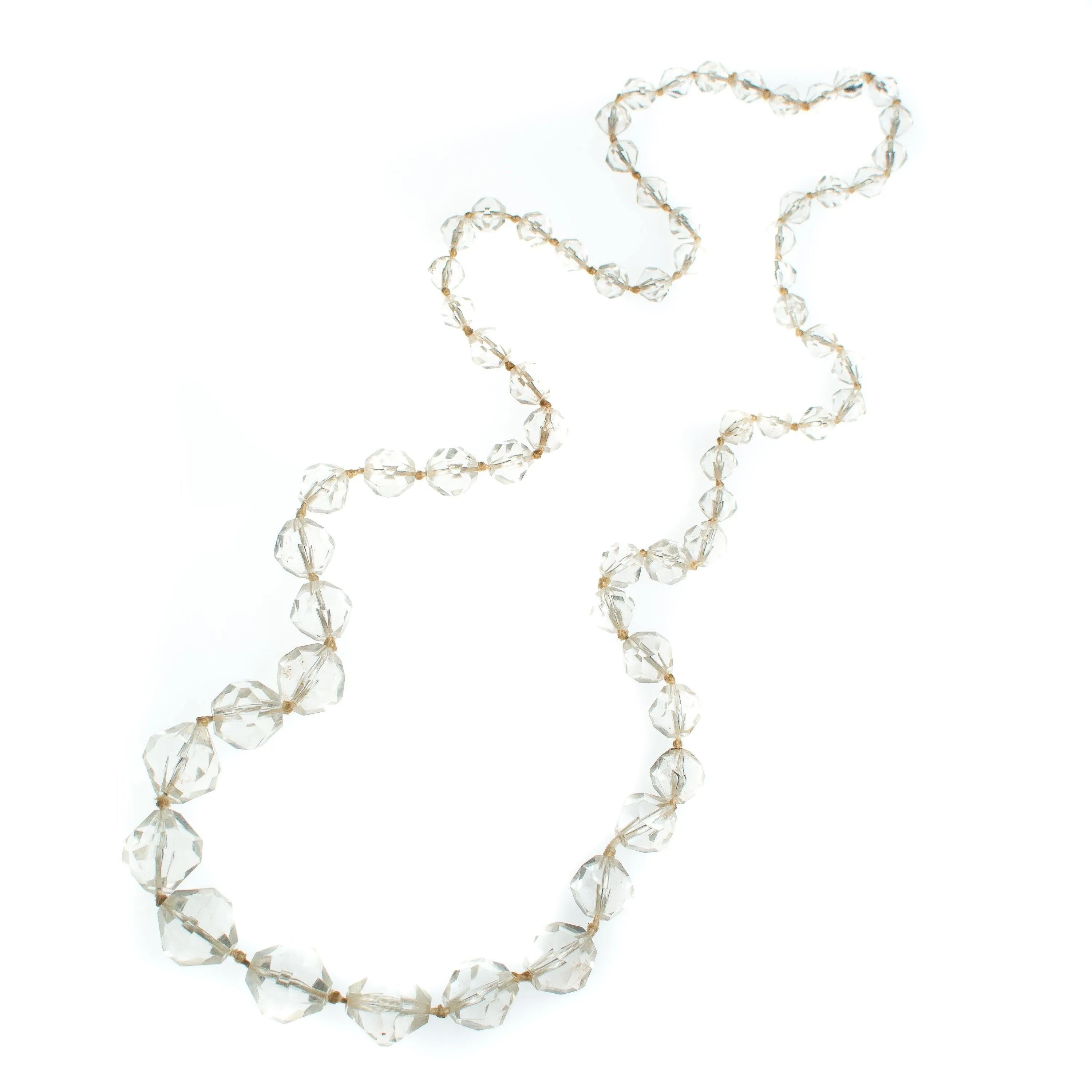 Vintage Art Deco Era Faceted Lucite Crystal Bead Necklace