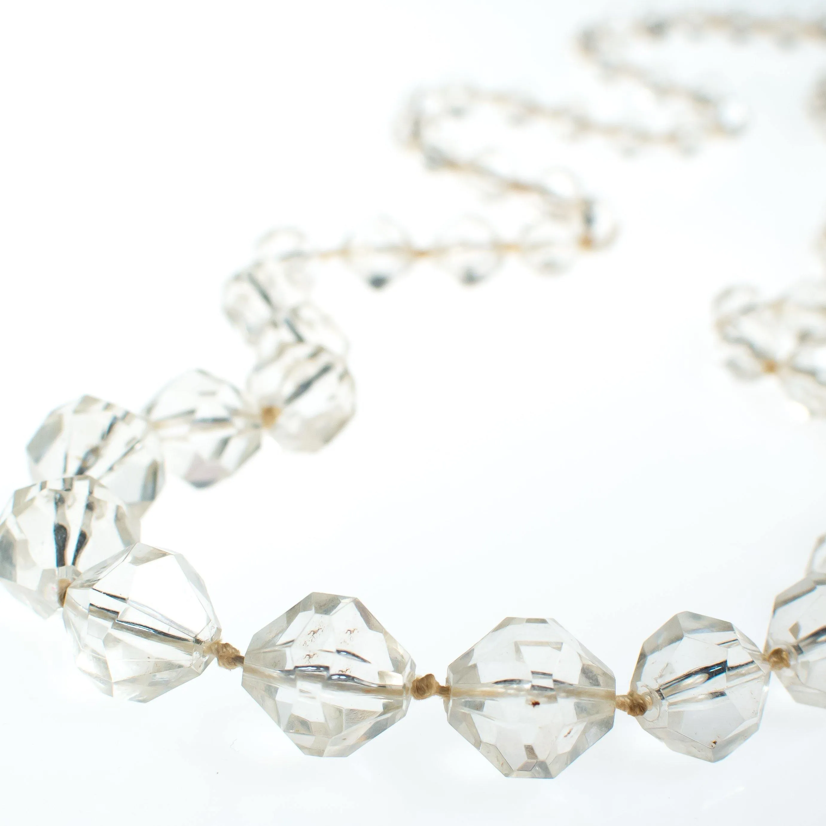 Vintage Art Deco Era Faceted Lucite Crystal Bead Necklace