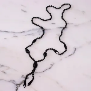 Vintage Art Deco Jet Glass Tassel Necklace