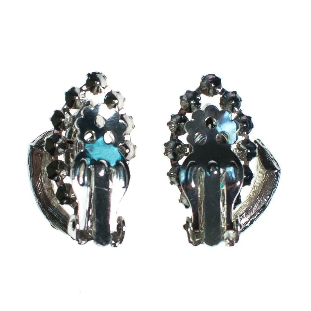 Vintage Art Deco Marquise and Brilliant Rhinestone Statement Earrings