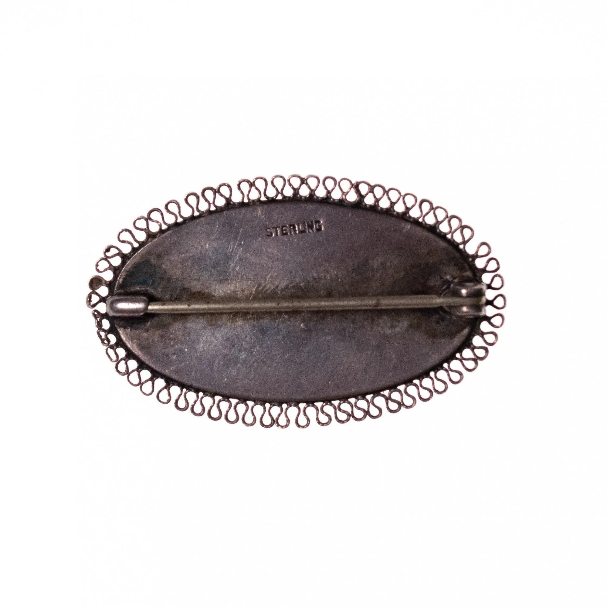 Vintage Art Deco Sterling Silver Era Moonstone Sash Pin Brooch