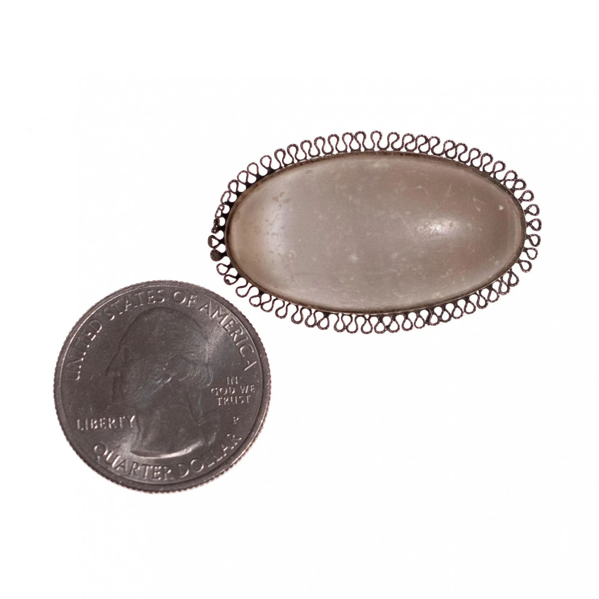 Vintage Art Deco Sterling Silver Era Moonstone Sash Pin Brooch