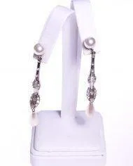 Vintage Art Deco Style Marvella Pearl and Diamante Teardrop Earrings