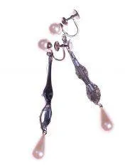 Vintage Art Deco Style Marvella Pearl and Diamante Teardrop Earrings
