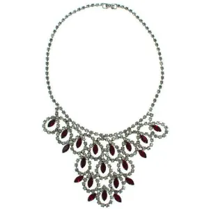 Vintage Art Ruby Red and Diamante Rhinestone Bib Necklace