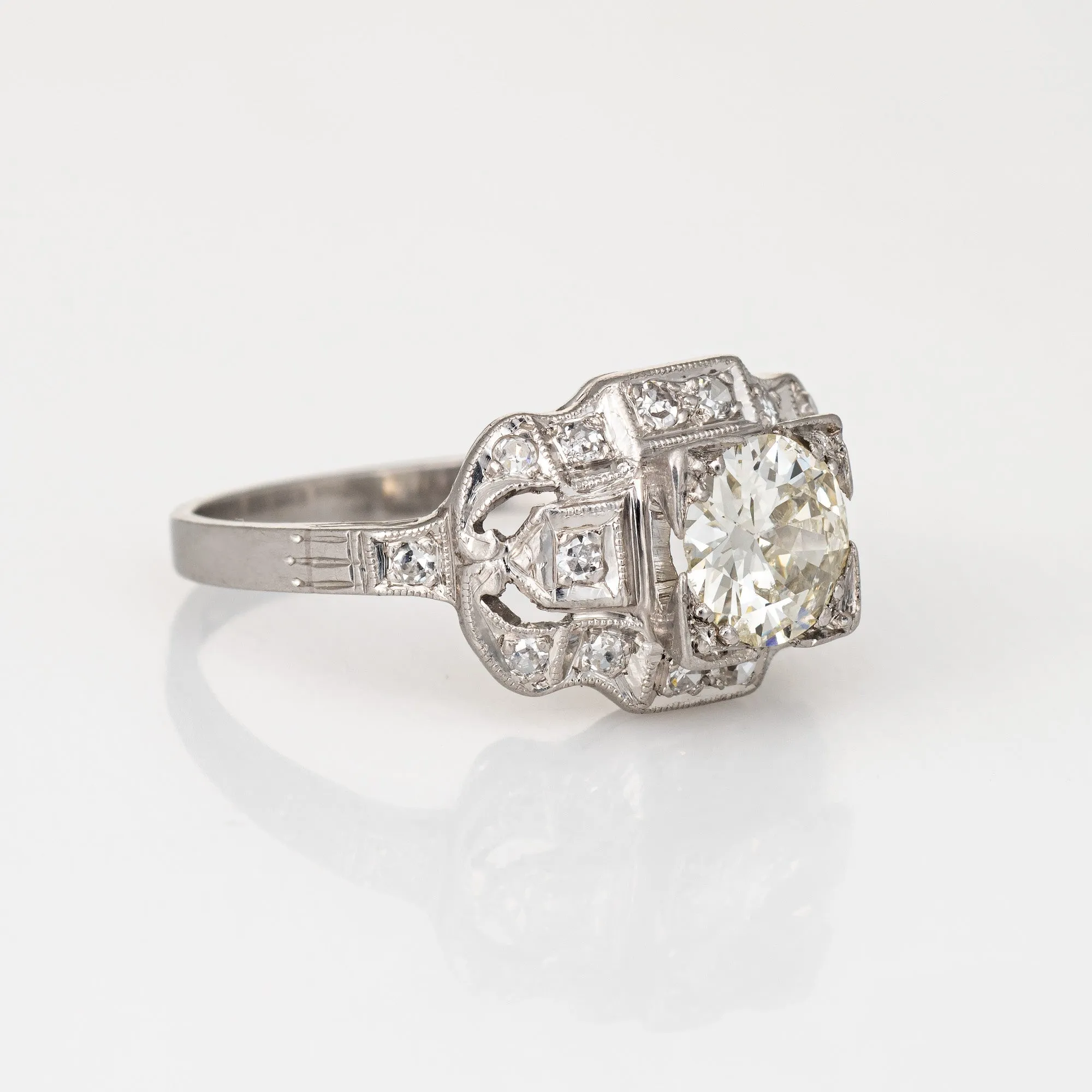 Vintage Deco 0.85ct Diamond Engagement Ring Platinum Fine Antique Jewelry 6.25