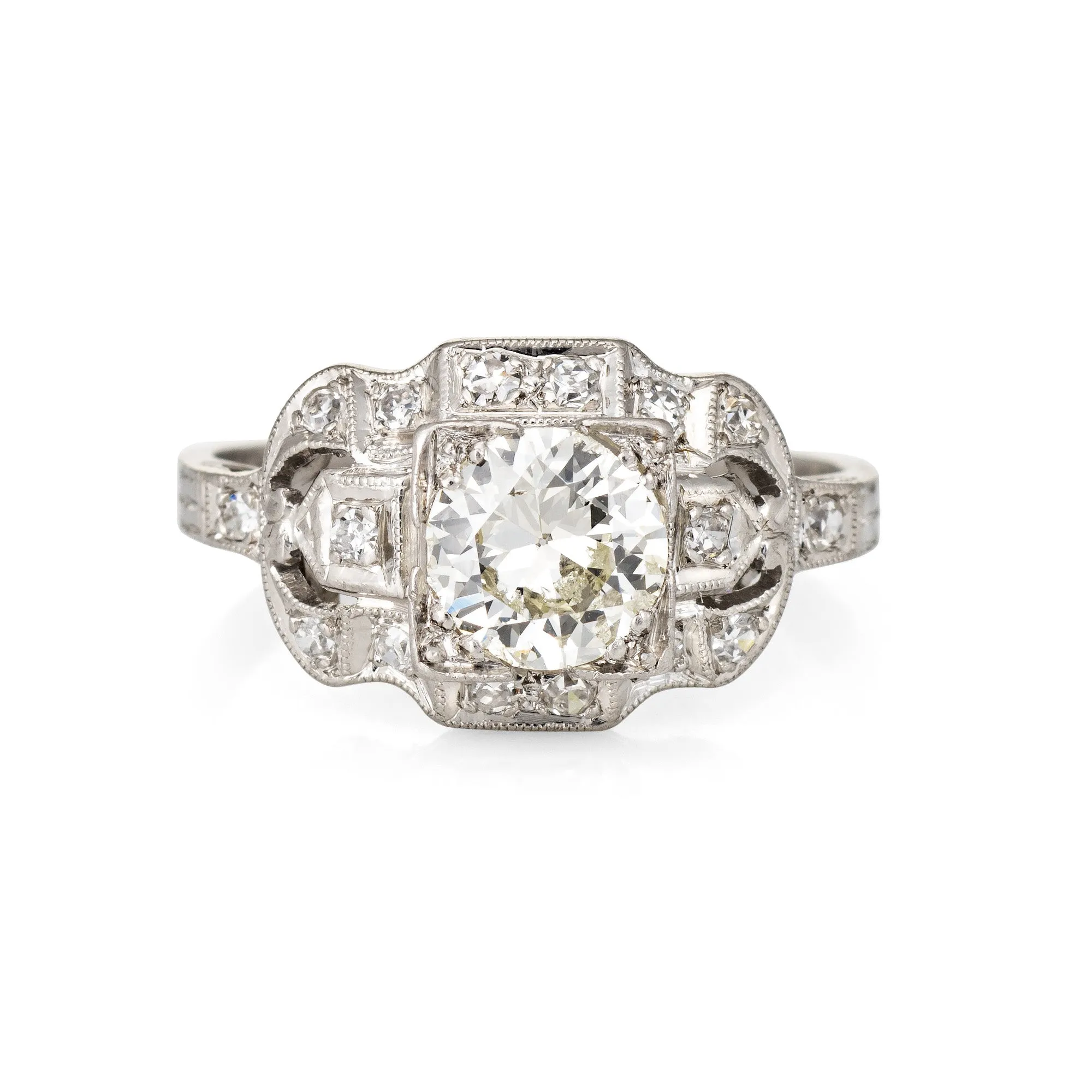 Vintage Deco 0.85ct Diamond Engagement Ring Platinum Fine Antique Jewelry 6.25