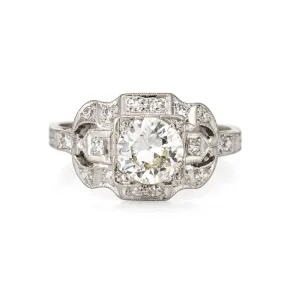 Vintage Deco 0.85ct Diamond Engagement Ring Platinum Fine Antique Jewelry 6.25