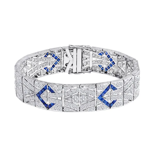 Vintage Diamond and Sapphire Art Deco Bracelet