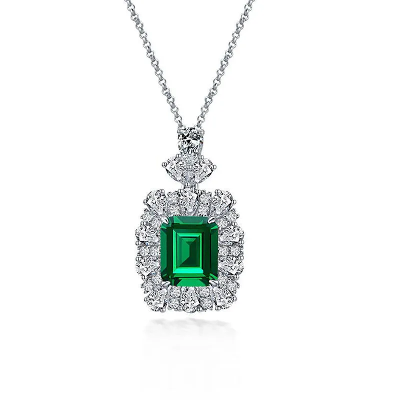 Vintage Emerald Cut 4.0ct Created Diamond Luxury Pendant Necklace