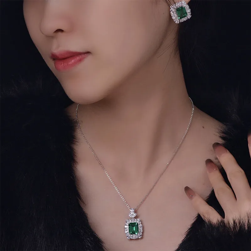 Vintage Emerald Cut 4.0ct Created Diamond Luxury Pendant Necklace
