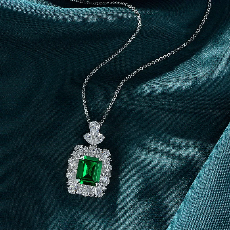 Vintage Emerald Cut 4.0ct Created Diamond Luxury Pendant Necklace