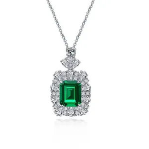 Vintage Emerald Cut 4.0ct Created Diamond Luxury Pendant Necklace