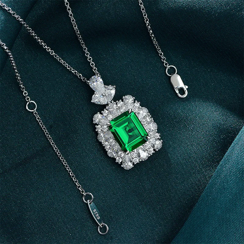 Vintage Emerald Cut 4.0ct Created Diamond Luxury Pendant Necklace