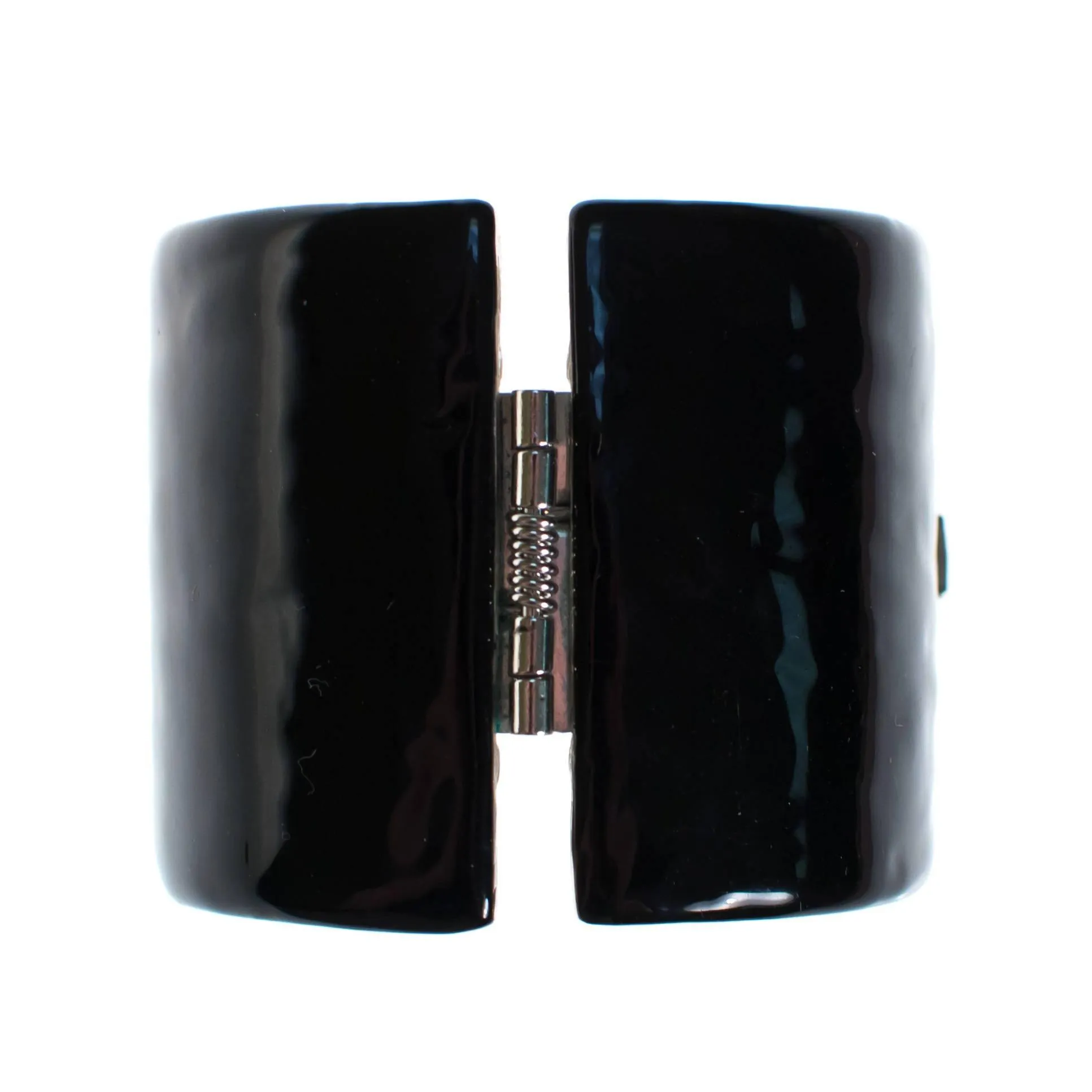 Vintage Kenneth Jay Lane Art Deco Rhinestone and Black Enamel Wide Cuff Statement Bracelet