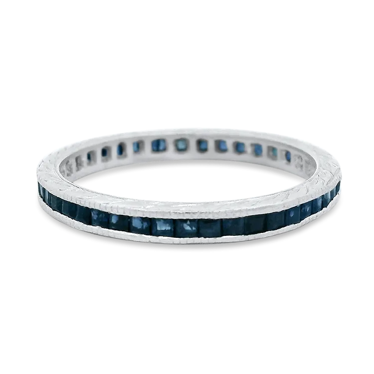 Vintage Platinum Sapphire Eternity Band - Size 5.25