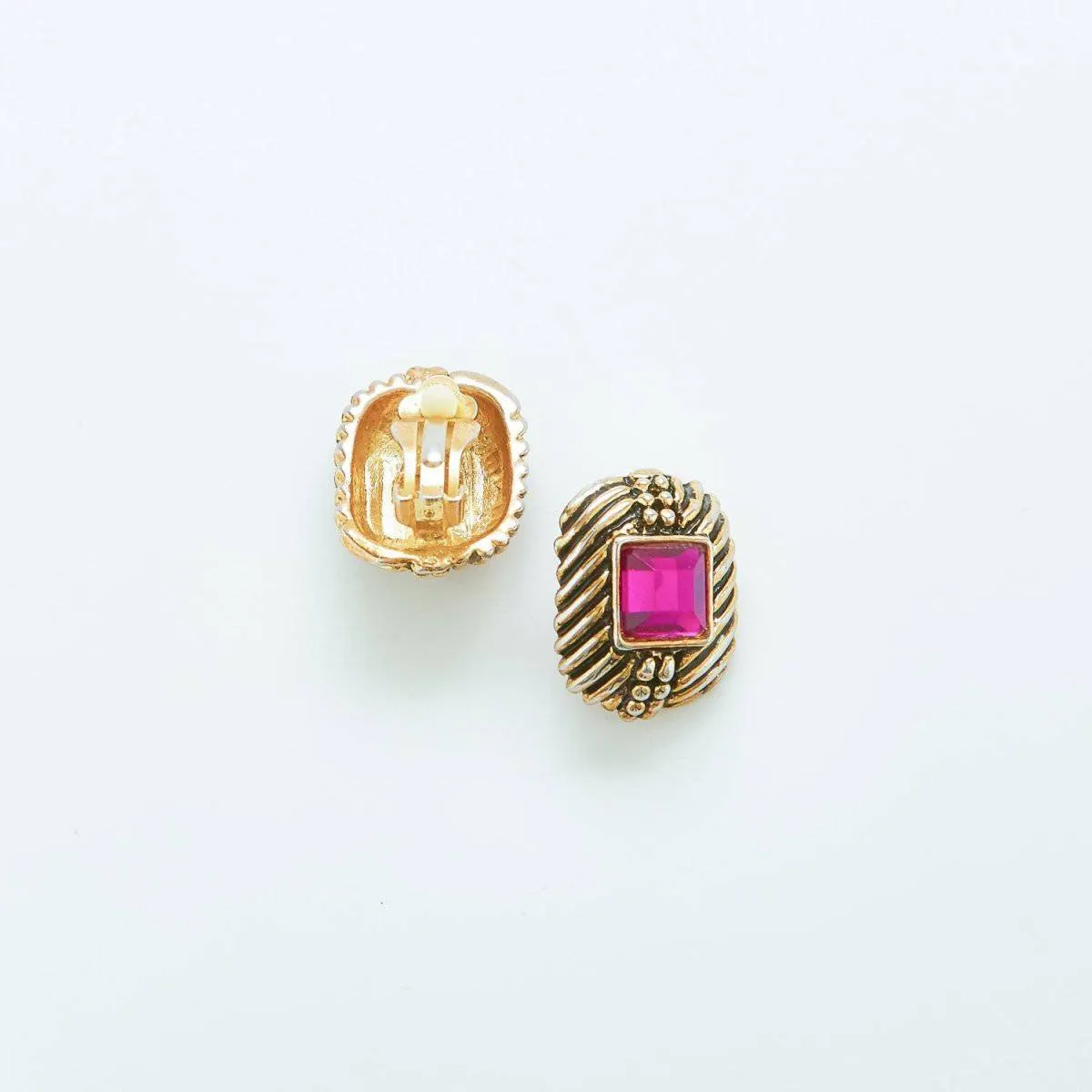 Vintage Purple Rhinestone Deco Earrings