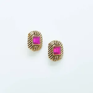 Vintage Purple Rhinestone Deco Earrings