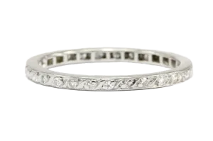 Vintage Single Cut Diamond Eternity Platinum Band Size 8.5