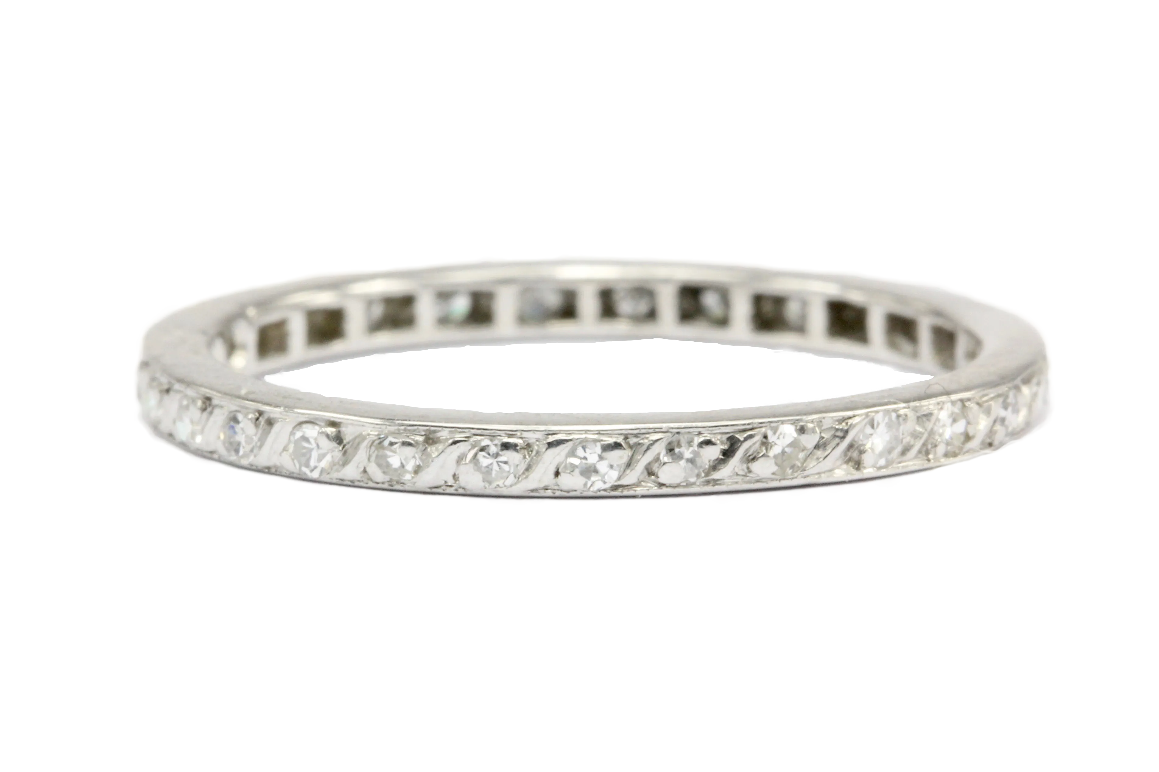 Vintage Single Cut Diamond Eternity Platinum Band Size 8.5