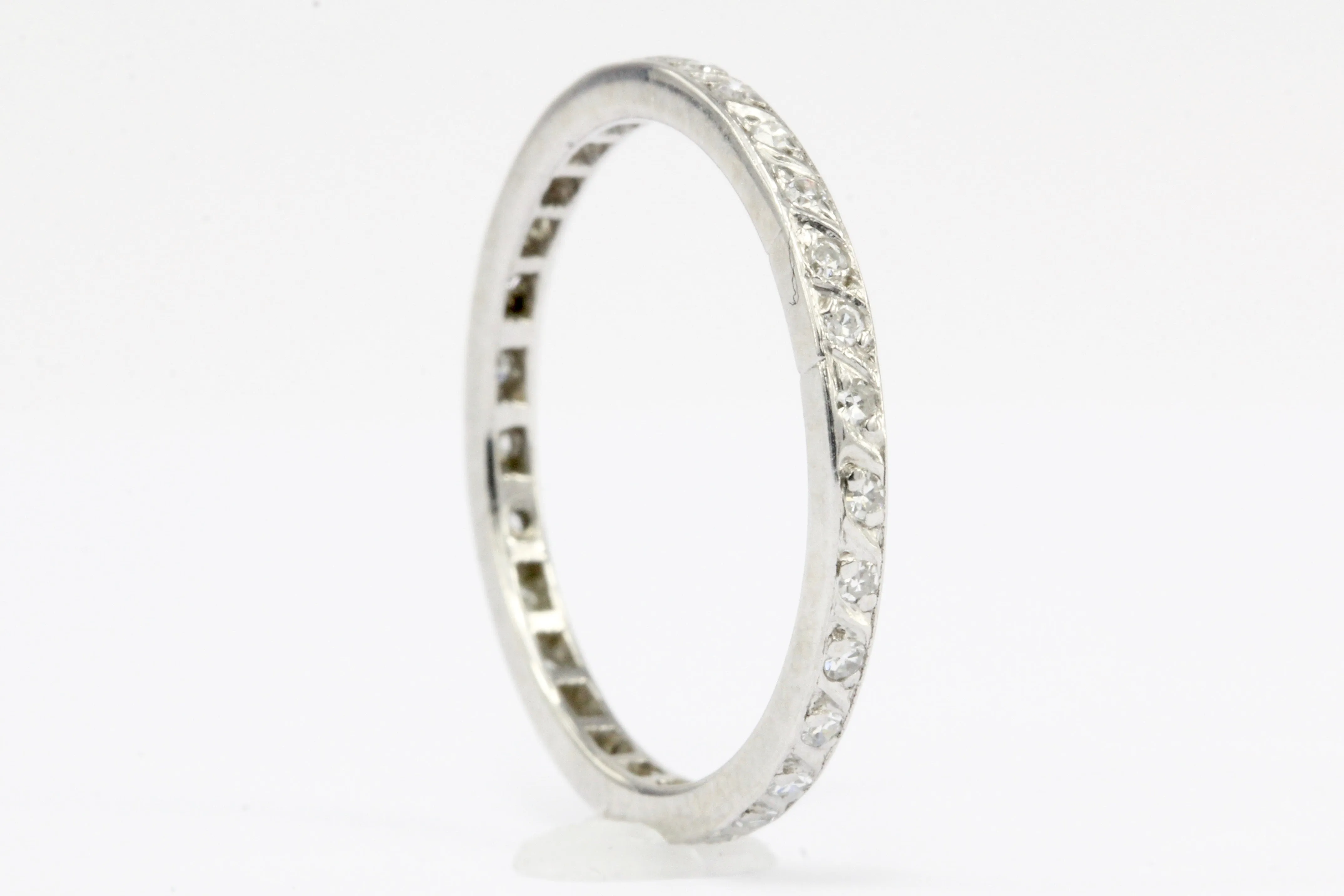 Vintage Single Cut Diamond Eternity Platinum Band Size 8.5