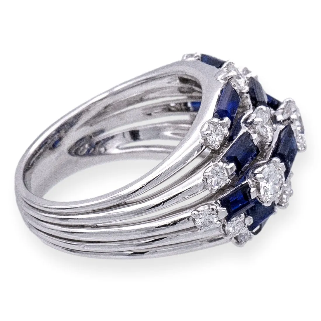 Vintage Tiffany & Co. Platinum Sapphire and Diamond Dome Cocktail Ring