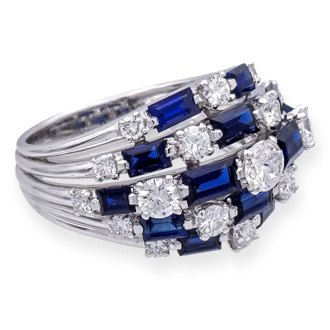 Vintage Tiffany & Co. Platinum Sapphire and Diamond Dome Cocktail Ring