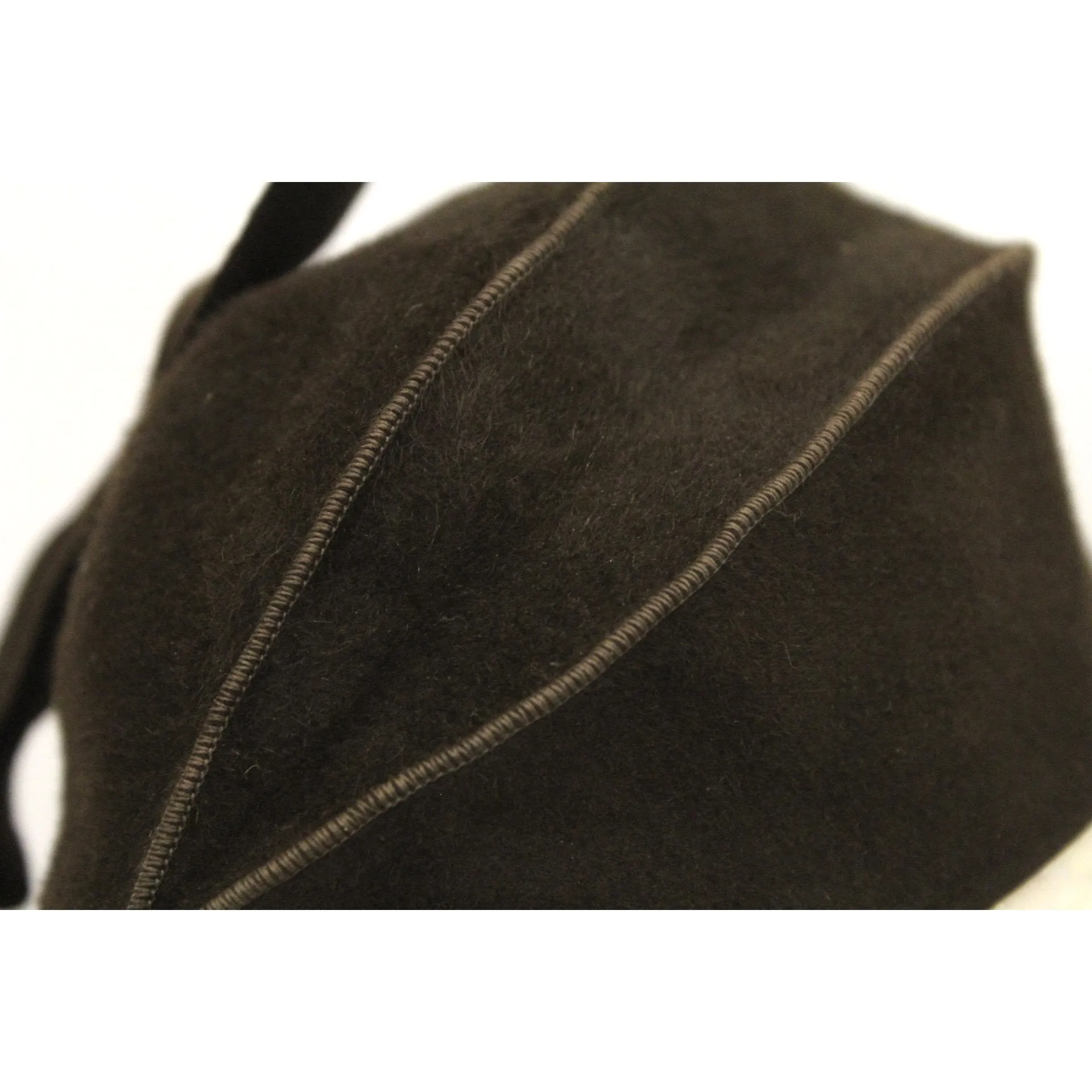 Vintage Womens Felt Hat Late 1930s Military Style Brown O/S