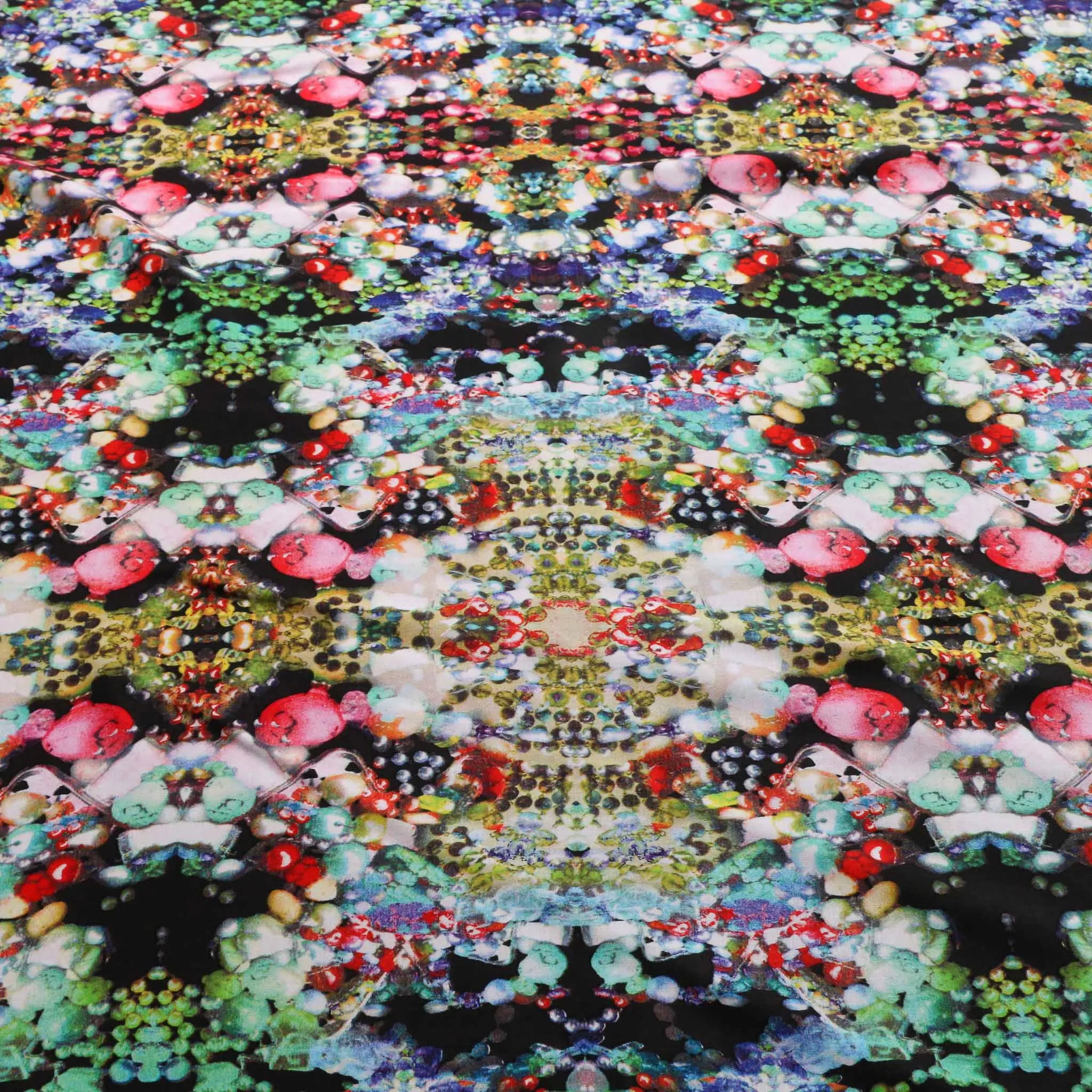 Viscose Challis Fabric - Multicoloured on black