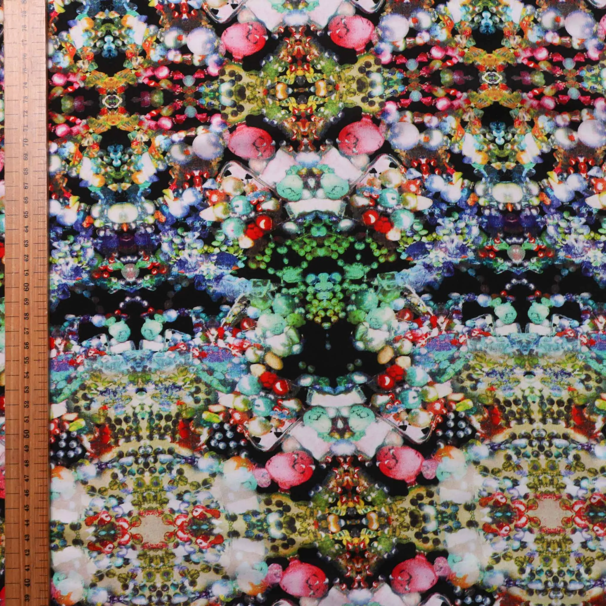 Viscose Challis Fabric - Multicoloured on black