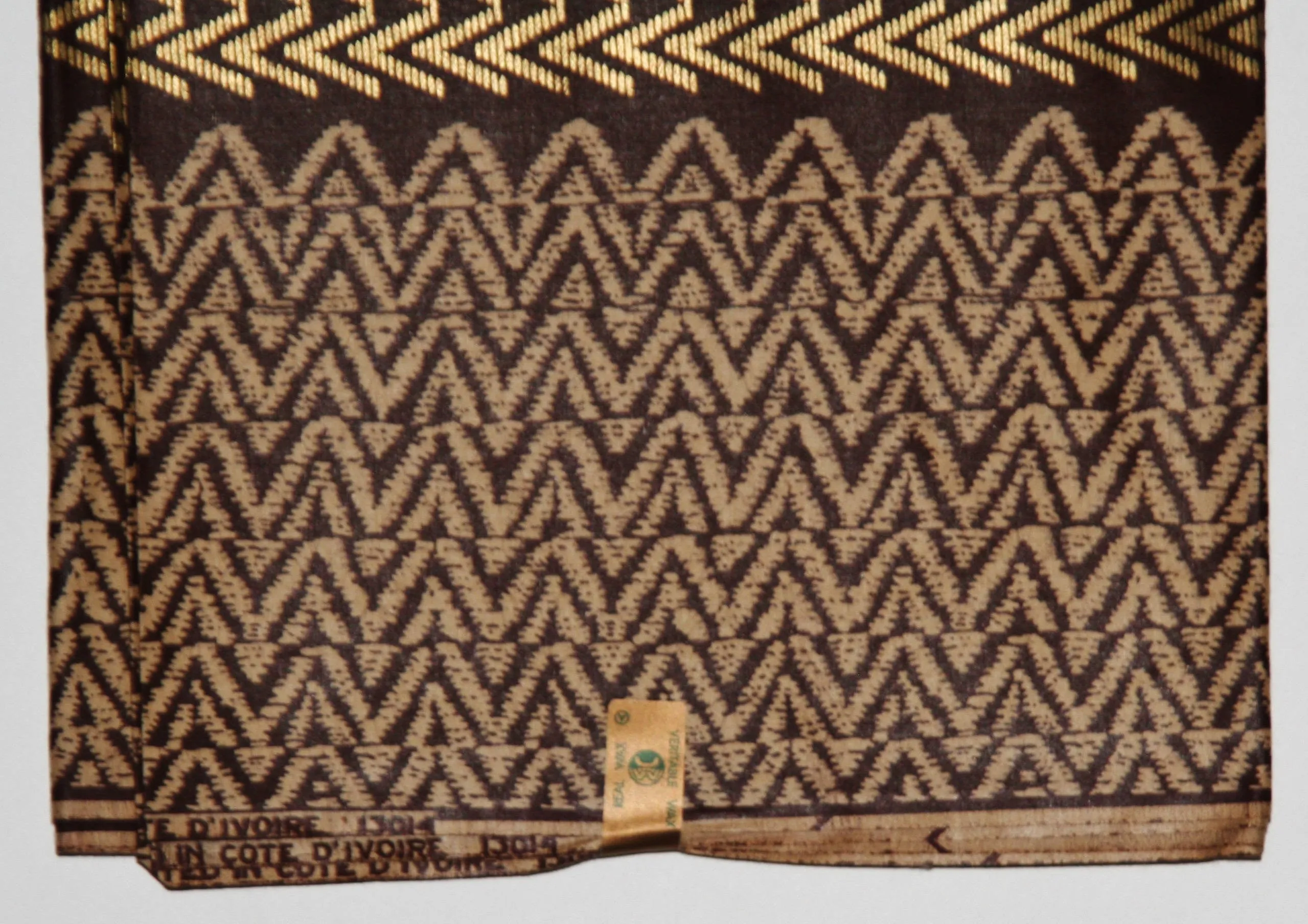Vlisco Uniwax African Fabric 6 Yards Ivory Coast Colors Chocolate Beige Gold