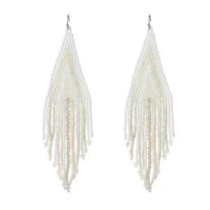 White & Cream Howlite Tassel Drop Earrings