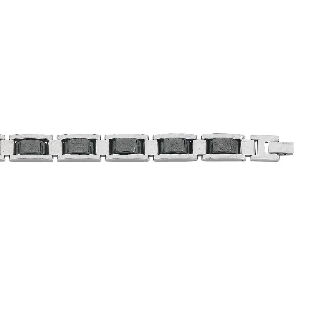 White and Black Links Mens Bracelet in Stainless Steel