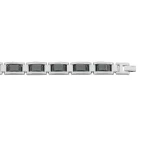 White and Black Links Mens Bracelet in Stainless Steel