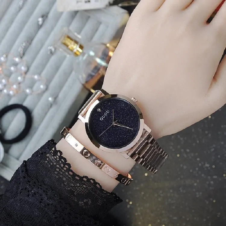 Women's Watch Blue sandstone large dial stainless steel strap simple watch
