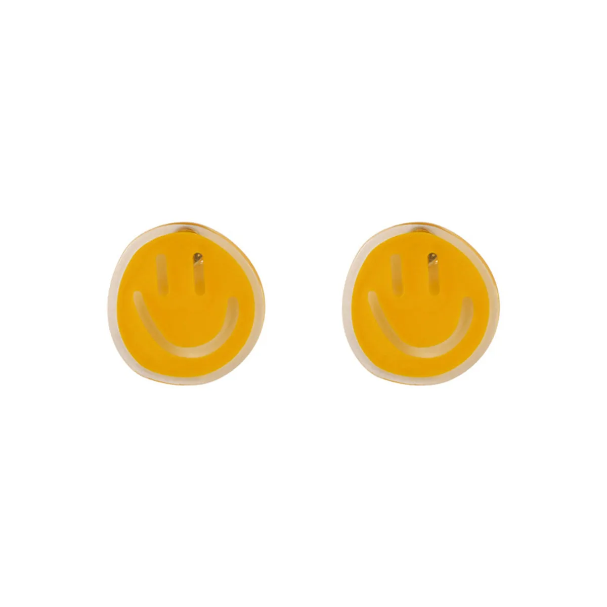 Yellow Acrylic & 18K Gold-Plated Smiley Stud Earrings