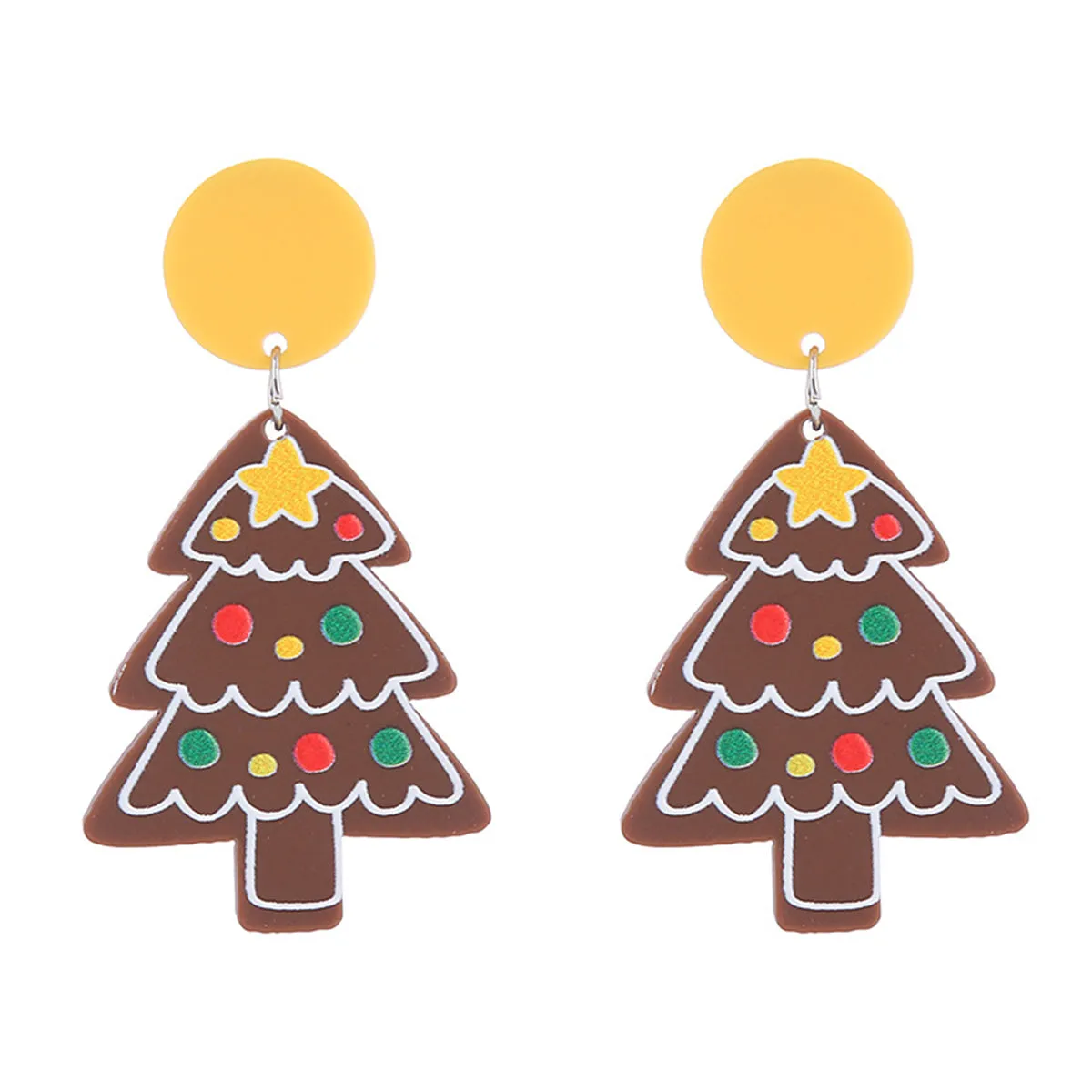 Yellow & 18K Gold-Plated Tree Cookie Drop Earrings