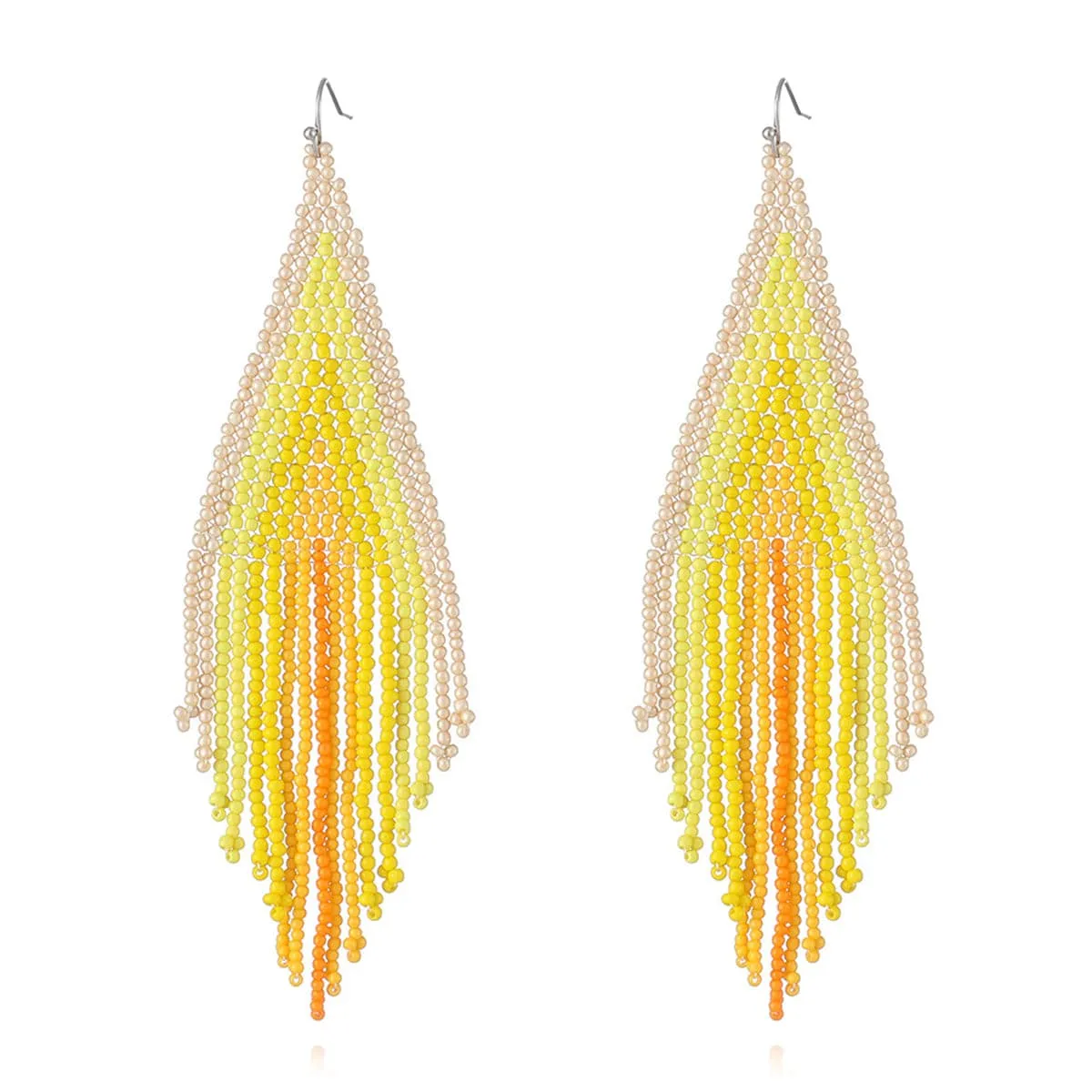 Yellow & Orange Howlite Tassel Drop Earrings