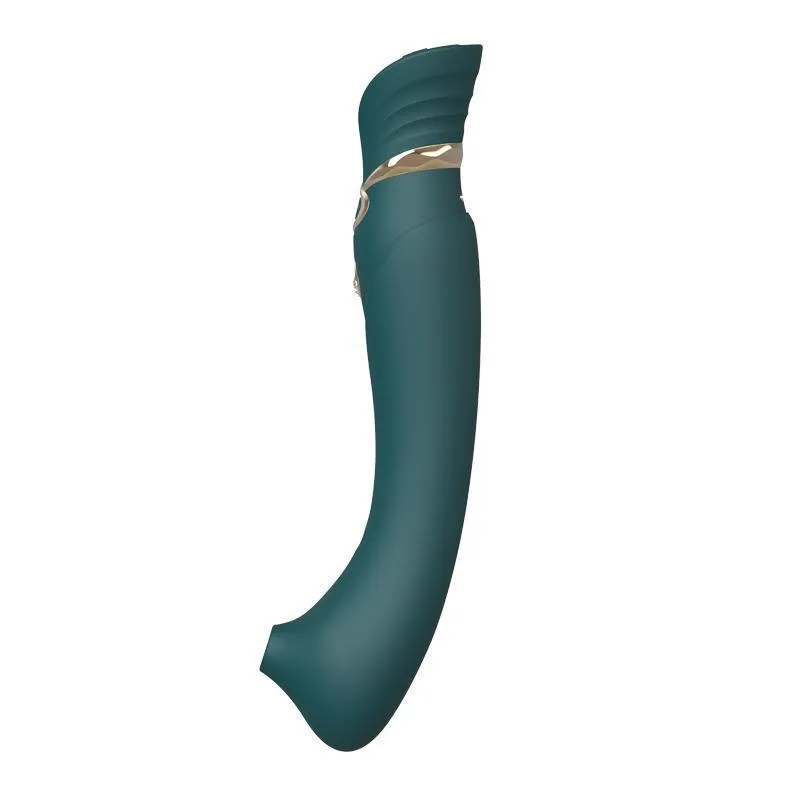 ZALO Queen Set G-spot PulseWave 17-function App-controlled Rechargeable Silicone Vibrator with Suction Sleeve Jewel Green