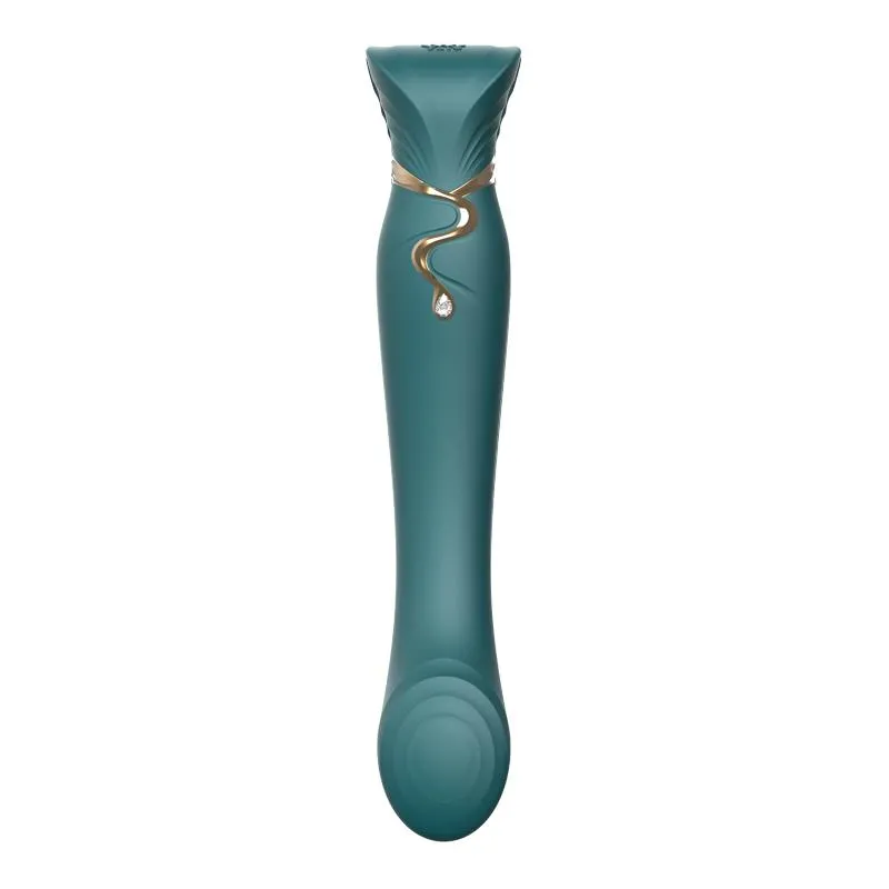 ZALO Queen Set G-spot PulseWave 17-function App-controlled Rechargeable Silicone Vibrator with Suction Sleeve Jewel Green