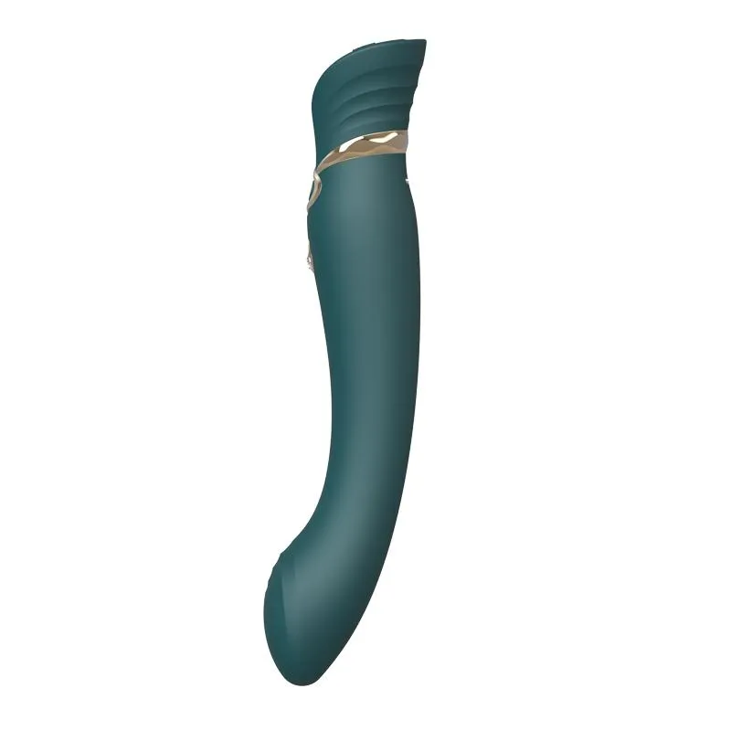 ZALO Queen Set G-spot PulseWave 17-function App-controlled Rechargeable Silicone Vibrator with Suction Sleeve Jewel Green